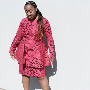 African print women peplum Long sleeve dress